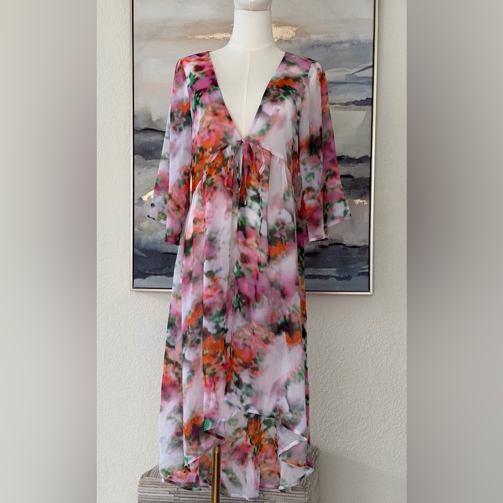 Like Mynded Elegant Floral Watercolor Swim Coverup